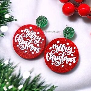 Boho Christmas Acrylic Dangle Earrings – Festive Holiday Jewelry​